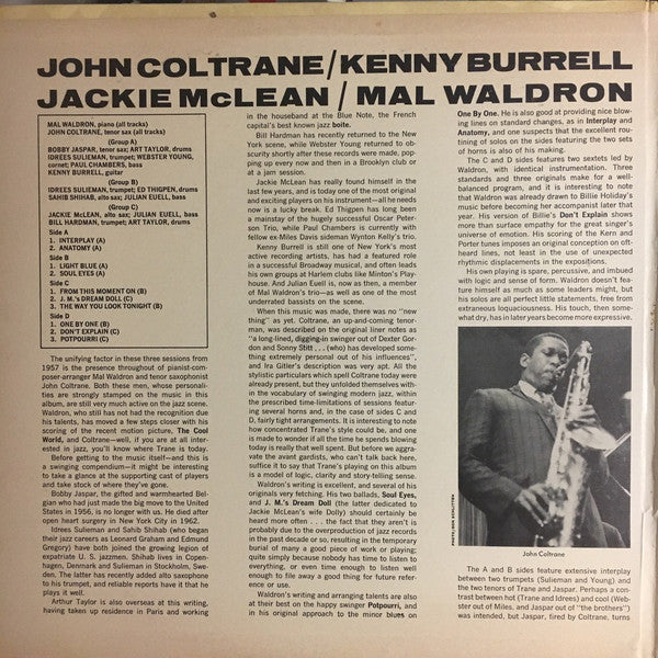John Coltrane / Kenny Burrell / Jackie McLean / Mal Waldron : Jazz Interplay (2xLP, Comp, Mono, Gat)