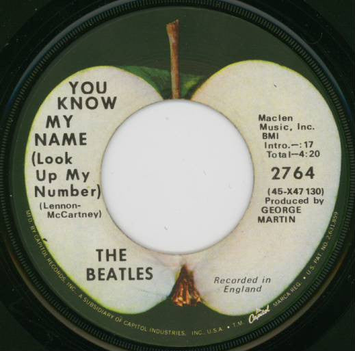 The Beatles : Let It Be / You Know My Name (Look Up My Number) (7", Single, Scr)