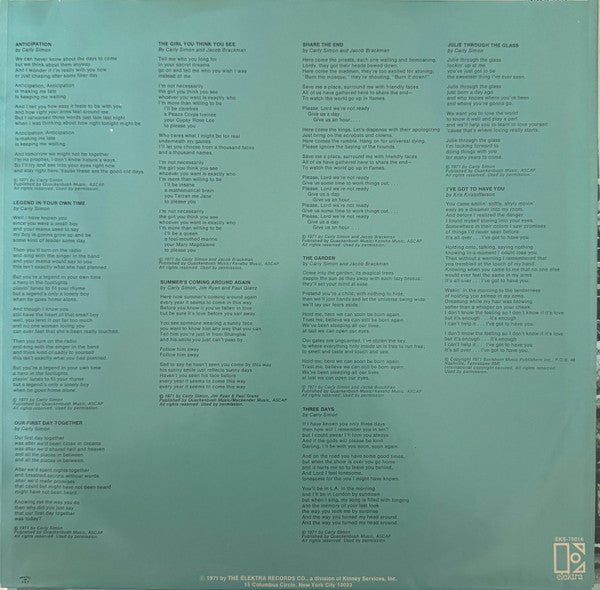 Carly Simon : Anticipation (LP, Album, Pit)
