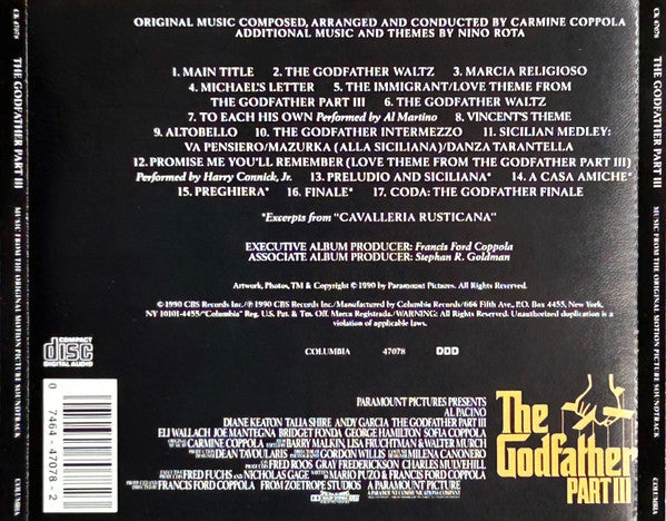 Carmine Coppola, Nino Rota : The Godfather Part III (Music From The Original Motion Picture Soundtrack) (CD, Album)