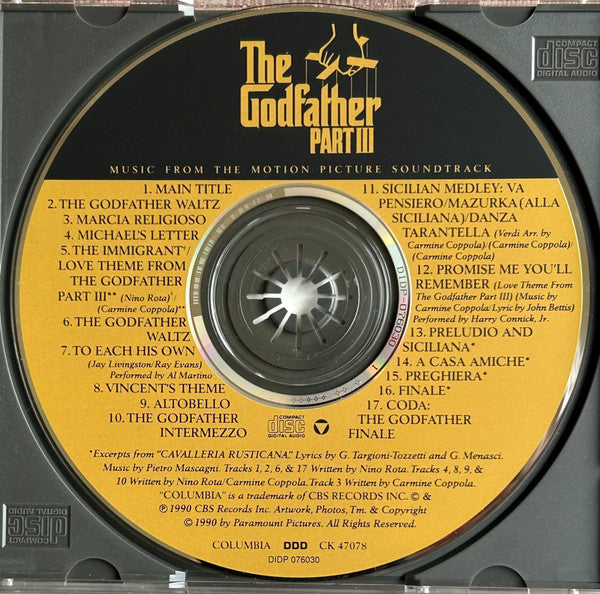 Carmine Coppola, Nino Rota : The Godfather Part III (Music From The Original Motion Picture Soundtrack) (CD, Album)