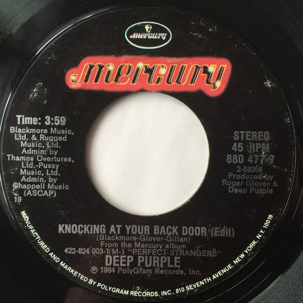 Deep Purple : Knocking At Your Back Door (7", Single)