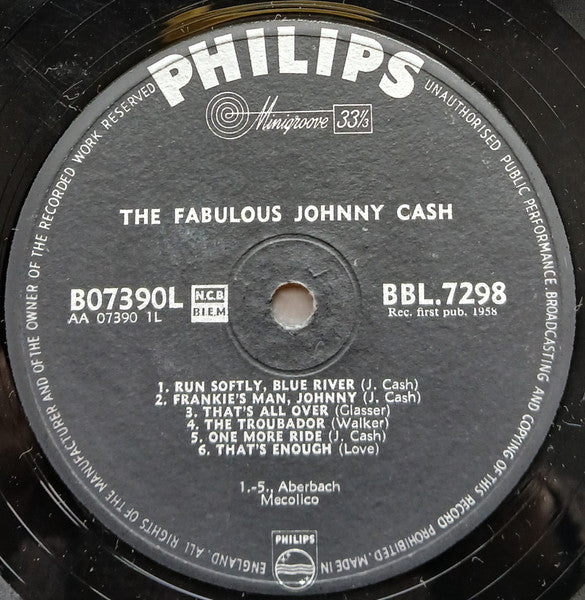 Johnny Cash : The Fabulous Johnny Cash (LP, Album, Mono)
