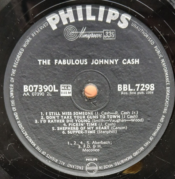 Johnny Cash : The Fabulous Johnny Cash (LP, Album, Mono)