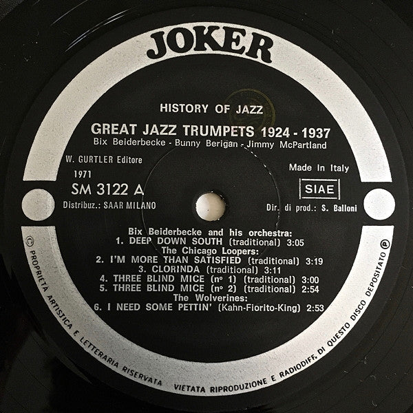 Bix Beiderbecke - Bunny Berigan - Jimmy McPartland : Great Jazz Trumpets 1924 - 1937 (LP, Comp)