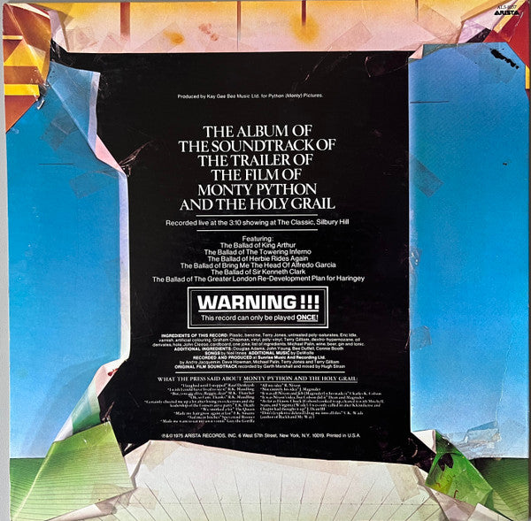 Monty Python : The Album Of The Soundtrack Of The Trailer Of The Film Of Monty Python And The Holy Grail (Executive Version) (LP, Album, RE, Ind)