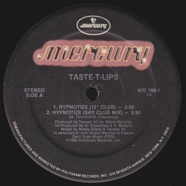 Taste-T-Lips : Hypnotize (12", Promo)