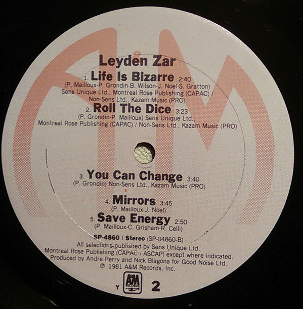 Leyden Zar : Leyden Zar (LP, Album)