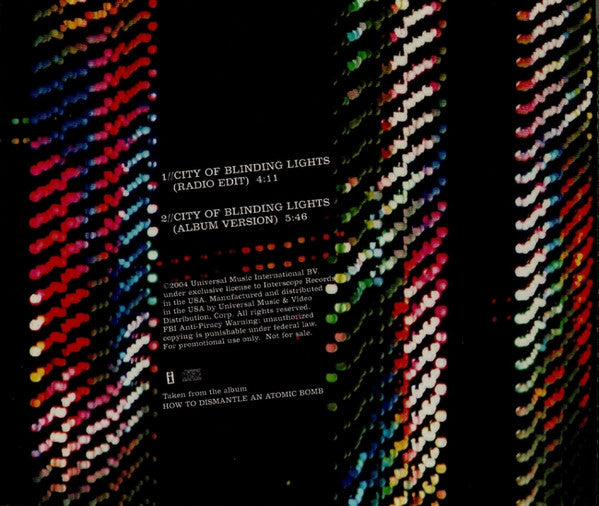 U2 : City Of Blinding Lights (CD, Single, Promo, Jew)