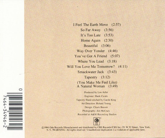 Carole King : Tapestry (CD, Album, RE)