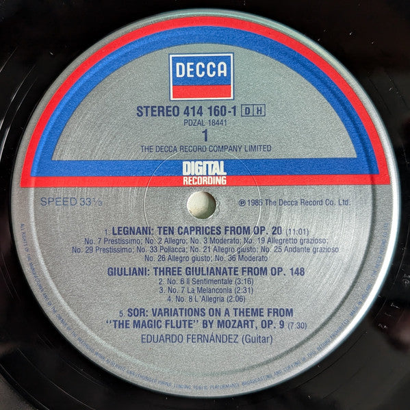 Eduardo Fernández : Legnani • Giuliani • Diabelli • Paganini • Sor (LP)