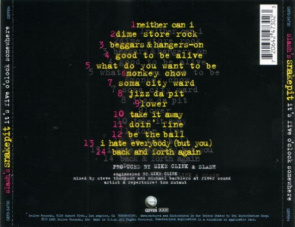 Slash's Snakepit : It's Five O' Clock Somewhere (CD, Album, RE)