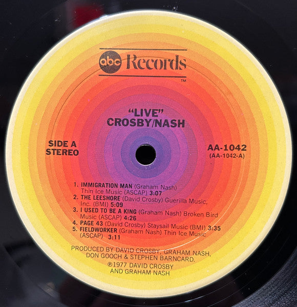 Crosby & Nash : Live (LP, Album, San)
