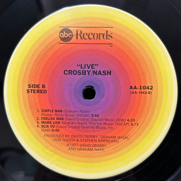 Crosby & Nash : Live (LP, Album, San)
