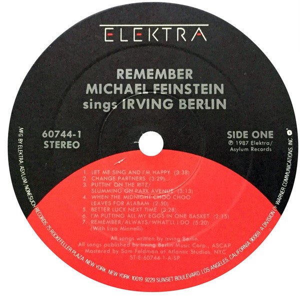 Michael Feinstein Sings Irving Berlin : Remember (LP, Album)