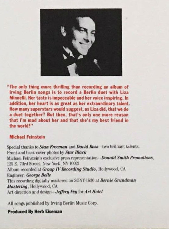 Michael Feinstein Sings Irving Berlin : Remember (LP, Album)