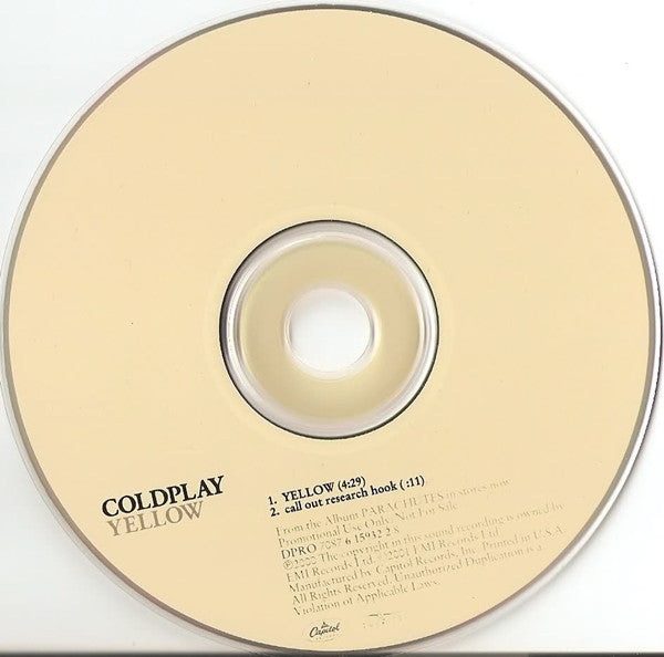 Coldplay : Yellow (CD, Single, Promo)