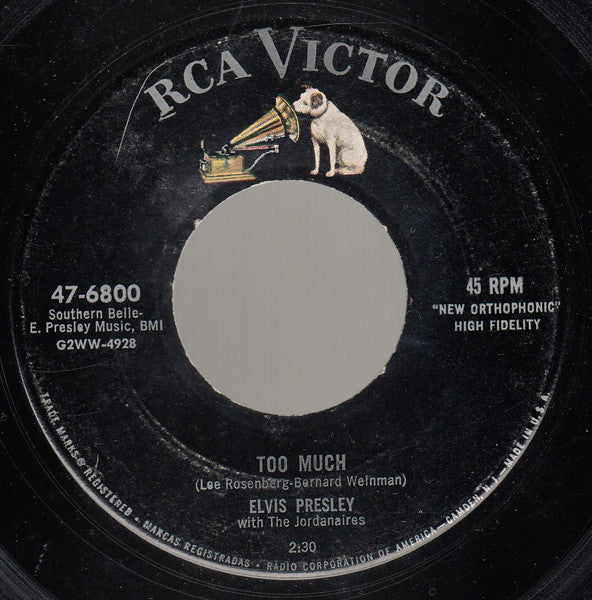 Elvis Presley With The Jordanaires : Playing For Keeps / Too Much (7", Single, Mono)
