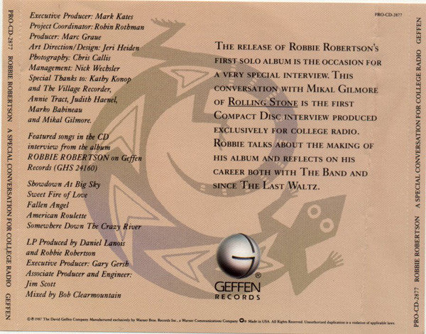 Robbie Robertson : A Special Conversation For College Radio (CD, Promo, Smplr)