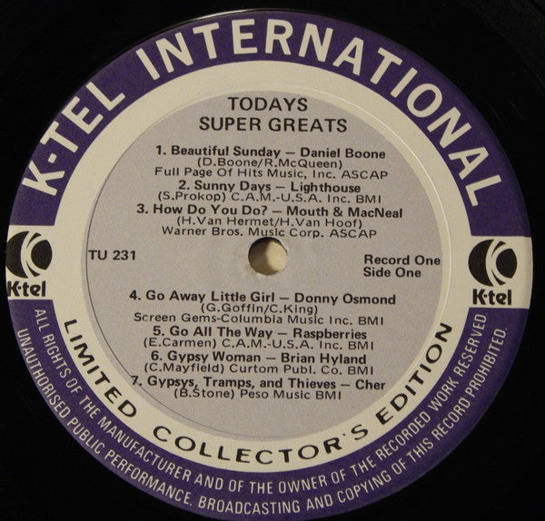 Various : Today's Super Greats Part-1 (LP, Comp, Ltd, RE)