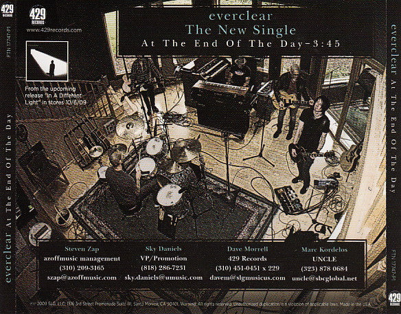 Everclear : At The End Of The Day (CD, Single, Promo)