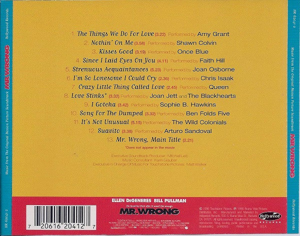 Various : Mr. Wrong (Music From The Original Motion Picture Soundtrack) (CD, Comp)