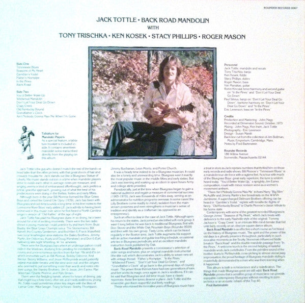 Jack Tottle : Back Road Mandolin (LP, Album)