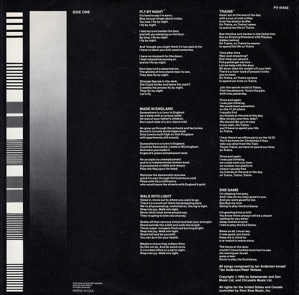 Ian Anderson : Walk Into Light (LP, Album, Car)