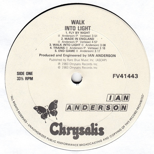 Ian Anderson : Walk Into Light (LP, Album, Car)