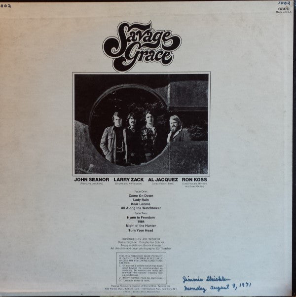 Savage Grace (2) : Savage Grace (LP, Album, Promo)