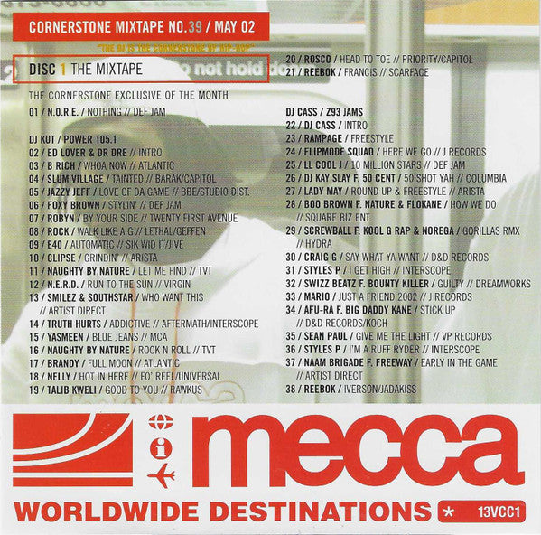 DJ Kutt (2), DJ Cass, Various : Cornerstone Mixtape - #39 / May '02 (CD, Mixed, Mixtape, Promo + CD, Comp, Promo)