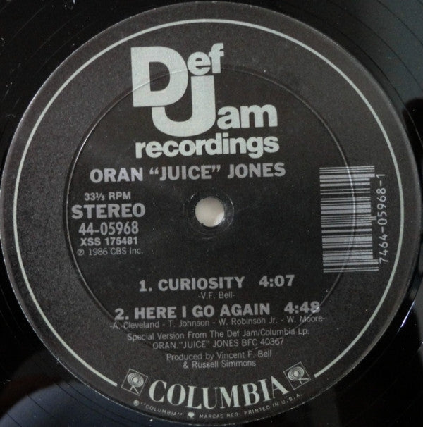 Oran 'Juice' Jones : Curiosity B/W Here I Go Again (12", Single)