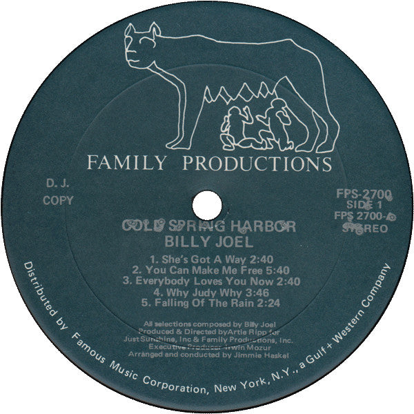 Billy Joel : Cold Spring Harbor (LP, Album, Unofficial, D.J)