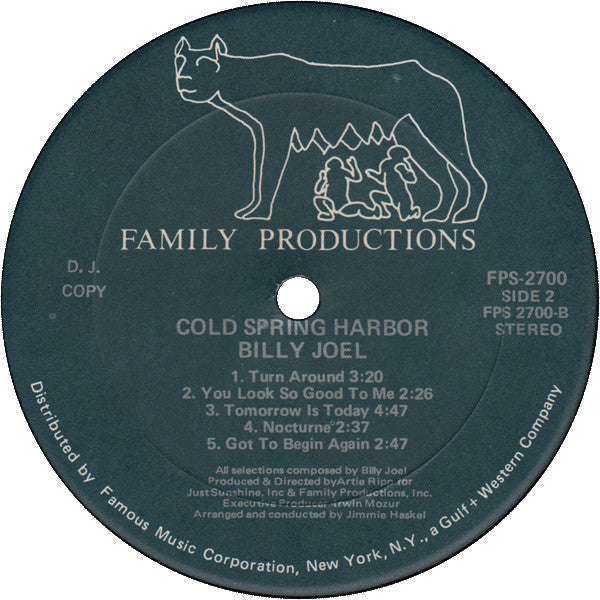 Billy Joel : Cold Spring Harbor (LP, Album, Unofficial, D.J)