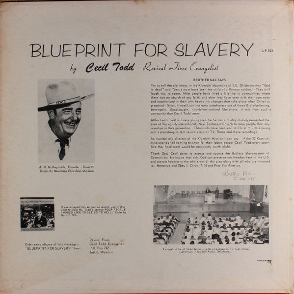 Cecil Todd : Blueprint For Slavery (LP, Album)