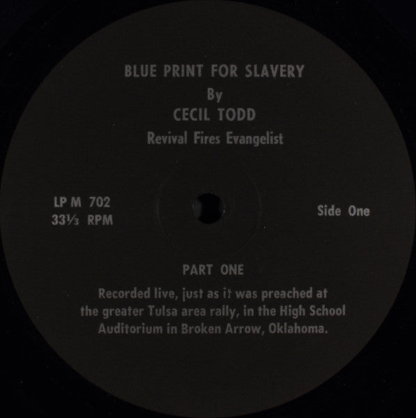 Cecil Todd : Blueprint For Slavery (LP, Album)