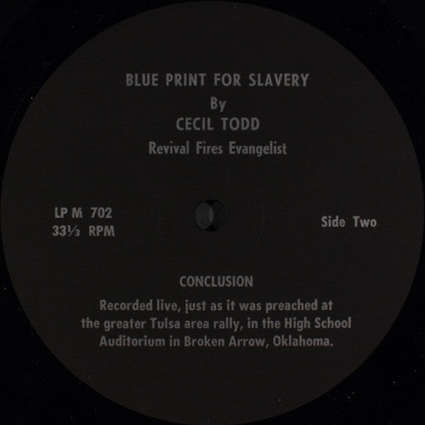 Cecil Todd : Blueprint For Slavery (LP, Album)