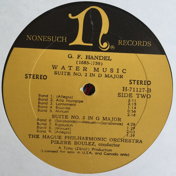 Georg Friedrich Händel - The Hague Philharmonic, Pierre Boulez : Water Music (LP, Album, RP)