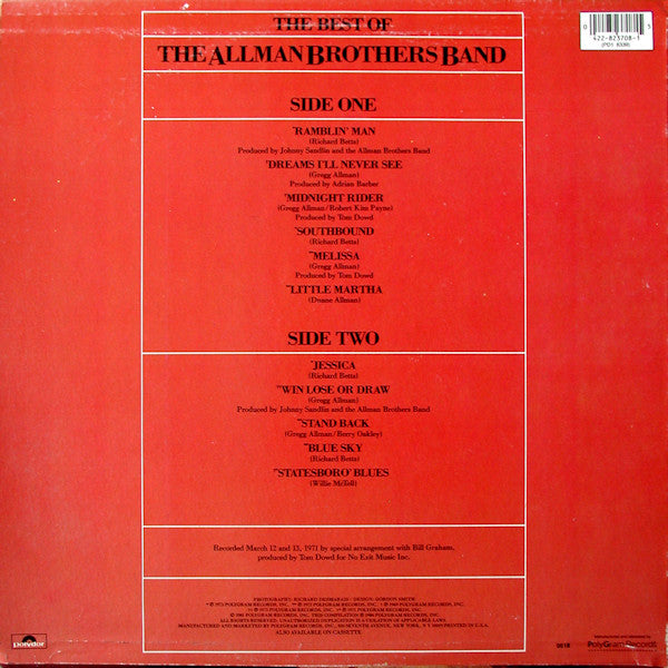 The Allman Brothers Band : The Best Of The Allman Brothers Band (LP, Comp, RE, 11 )
