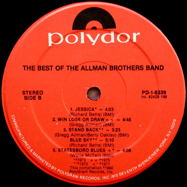 The Allman Brothers Band : The Best Of The Allman Brothers Band (LP, Comp, RE, 11 )