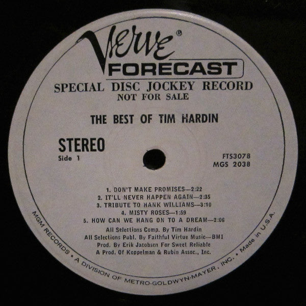 Tim Hardin : The Best Of Tim Hardin (LP, Comp, Promo)