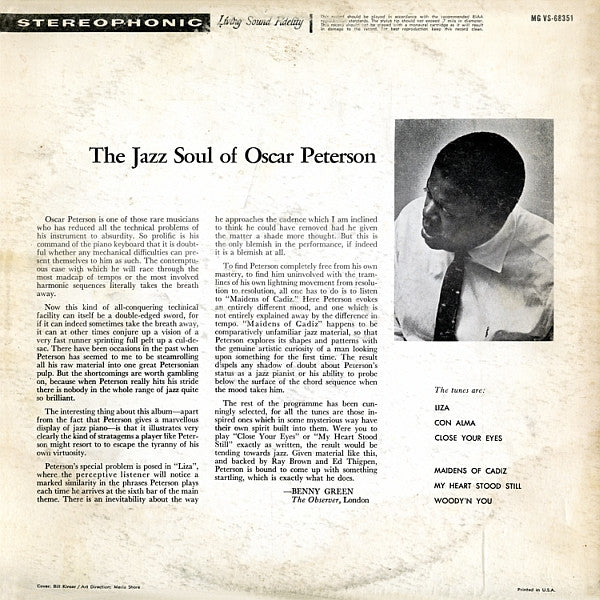 Oscar Peterson : The Jazz Soul Of Oscar Peterson (LP, Album)