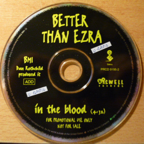 Better Than Ezra : In The Blood (CD, Single, Promo)