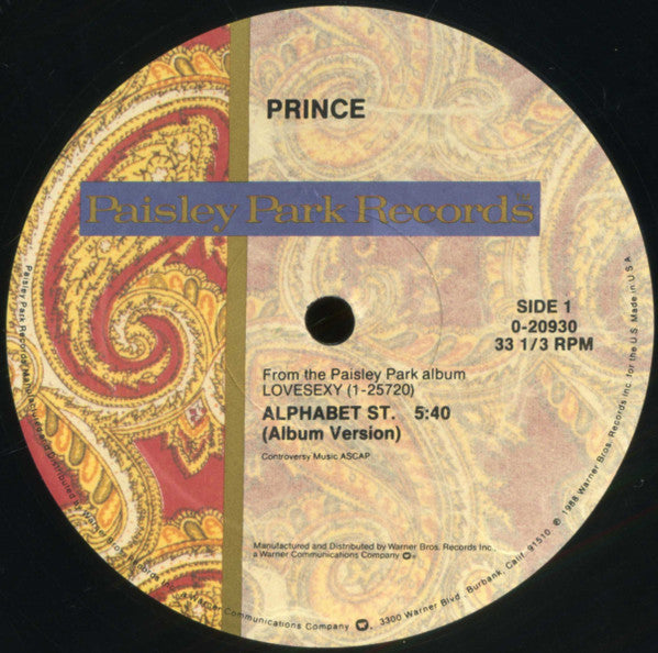 Prince : Alphabet St. (12", Single, M/Print, All)