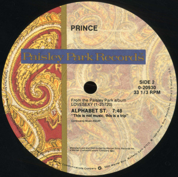 Prince : Alphabet St. (12", Single, M/Print, All)