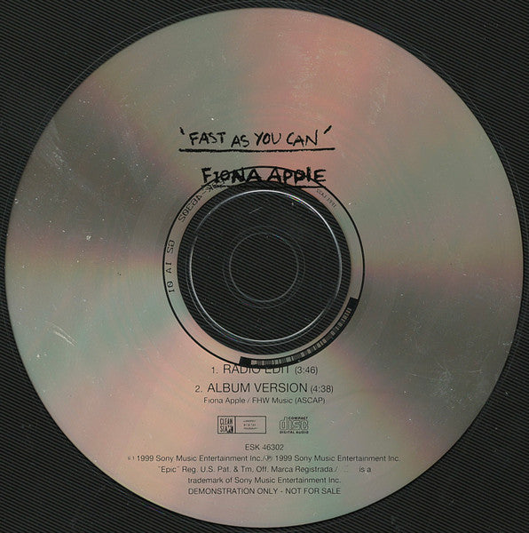 Fiona Apple : Fast As You Can (CD, Single, Promo)