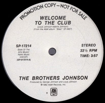 Brothers Johnson : Welcome To The Club (12", Promo)