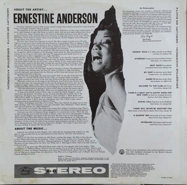 Ernestine Anderson : The Toast Of The Nation's Critics (LP)