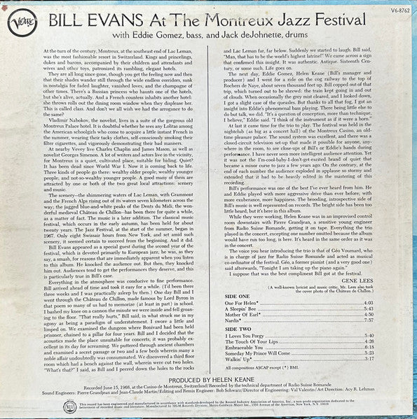 Bill Evans : At The Montreux Jazz Festival (LP, Album, Wad)