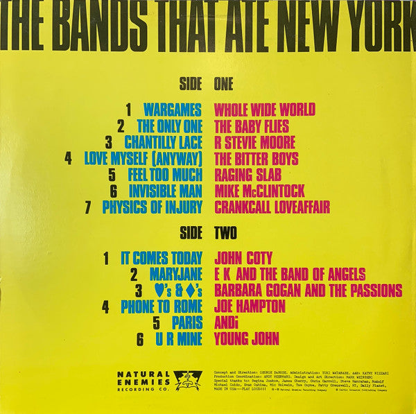 Various : The Bands That Ate New York (LP, Comp)